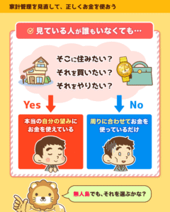 誰も見ていなくても家・時計・バッグを望むならYesで自分の望みに、Noなら周りに合わせてお金を使っているだけ